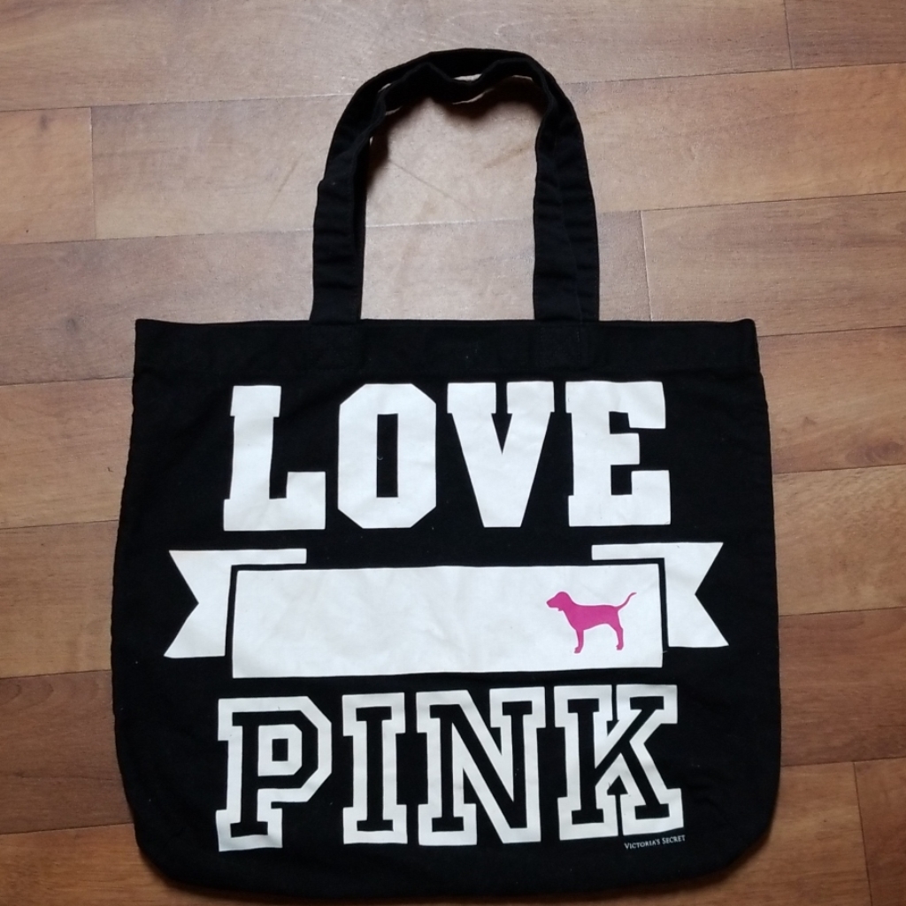 Pink Victoria's Secret Black Tote Bag